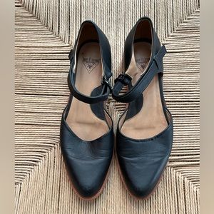 John Fleuvog, Black leather Mary Jane style flats, size 8.5